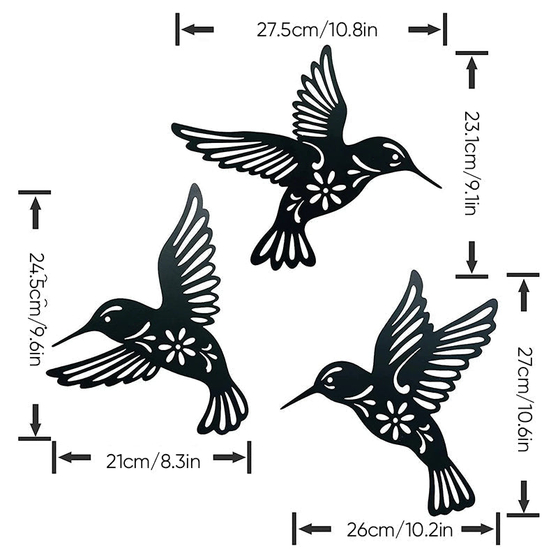 BowLift | Set of 3 Metal Hummingbird Wall Art Decoration
