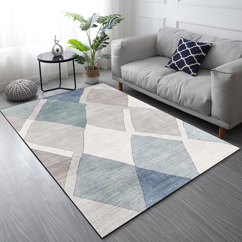 BowLift | Resourceful Living Room Carpet in Ivory Diamond Print Carpet Polyester Machine Washable Anti-Slip Area Rug