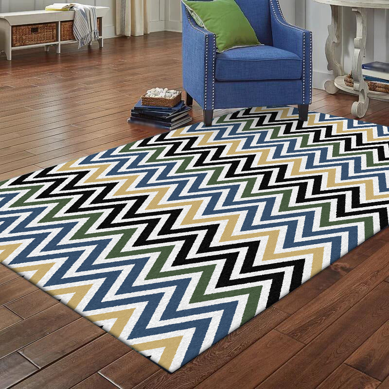 BowLift | Colorful Bedroom Carpet Novelty Chevron Pattern Area Rug Polyester Non-Slip Back Carpette