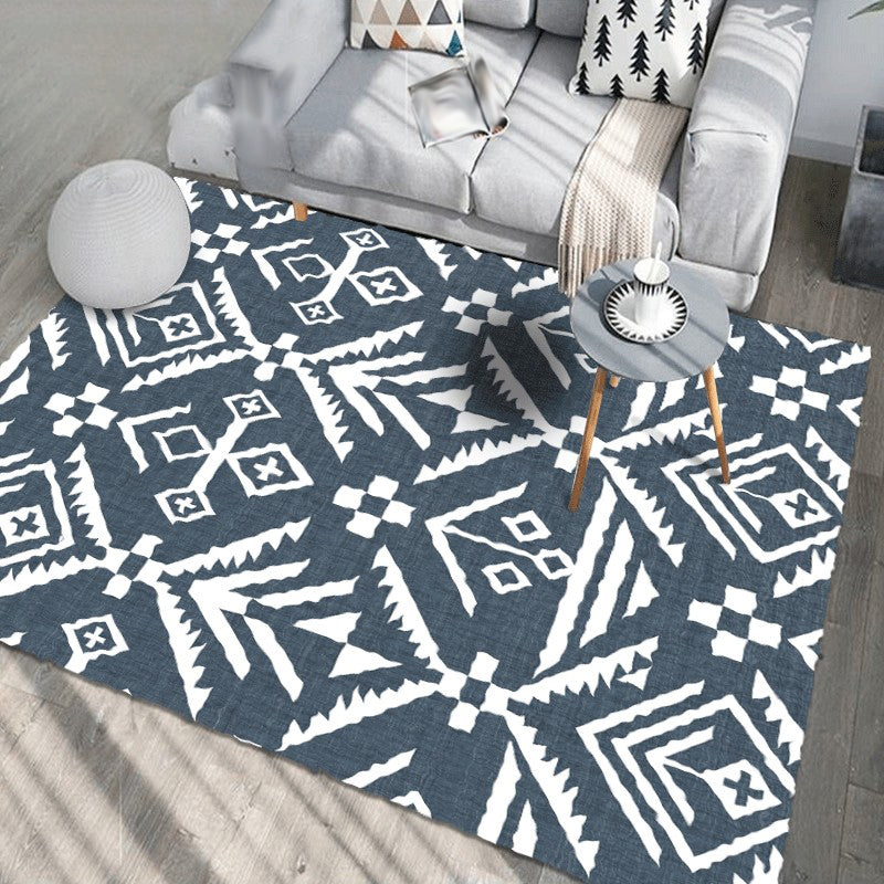 BowLift | Marine-Indian Tribe Wallpaper Geometric Floor Covering Synthetic Washable Pet Friendly Stain Resistant Power Loom Rug