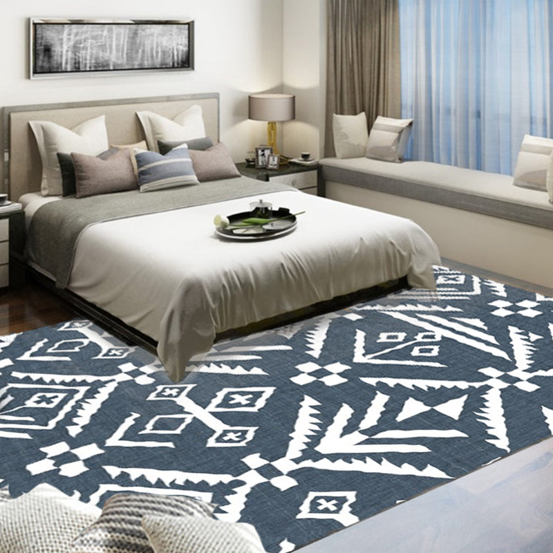 BowLift | Marine-Indian Tribe Wallpaper Geometric Floor Covering Synthetic Washable Pet Friendly Stain Resistant Power Loom Rug