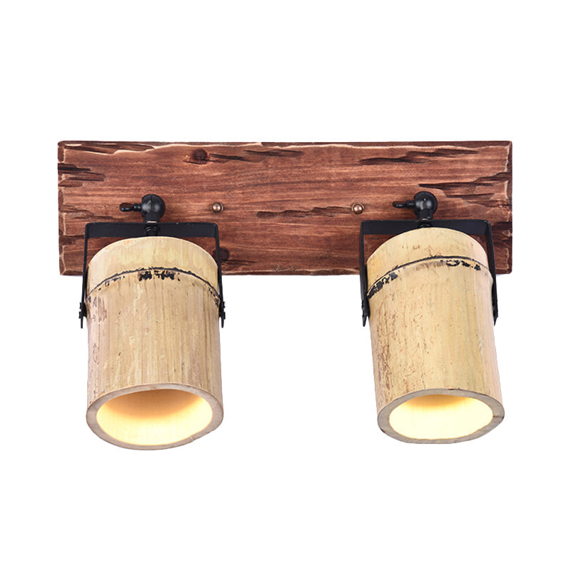 BowLift | Wooden Cylinder Wall Lamp Rustic Stylish Wall Light in Beige for Bistro Restaurant