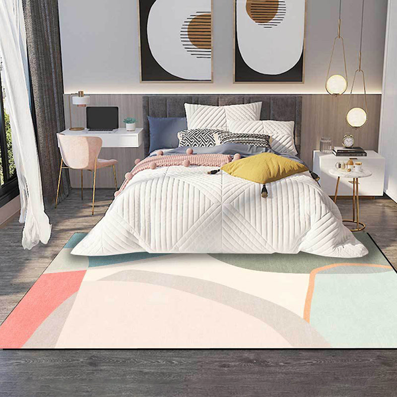 BowLift | Colorful Round Bedroom Carpet Novelty Color Block Pattern Area Rug Polyester Washable Anti-Slip Carpet