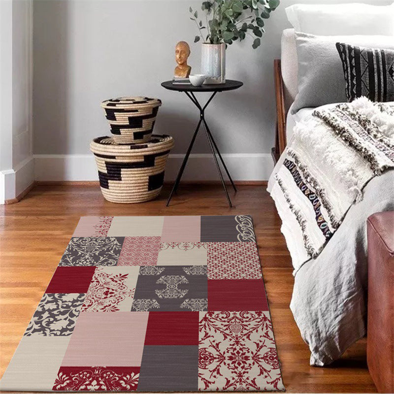 BowLift | Shabby Chic Paisley Pattern Rug Pink and Red Polyester Rug Machine Washable Non-Slip Back Area Rug for Living Room