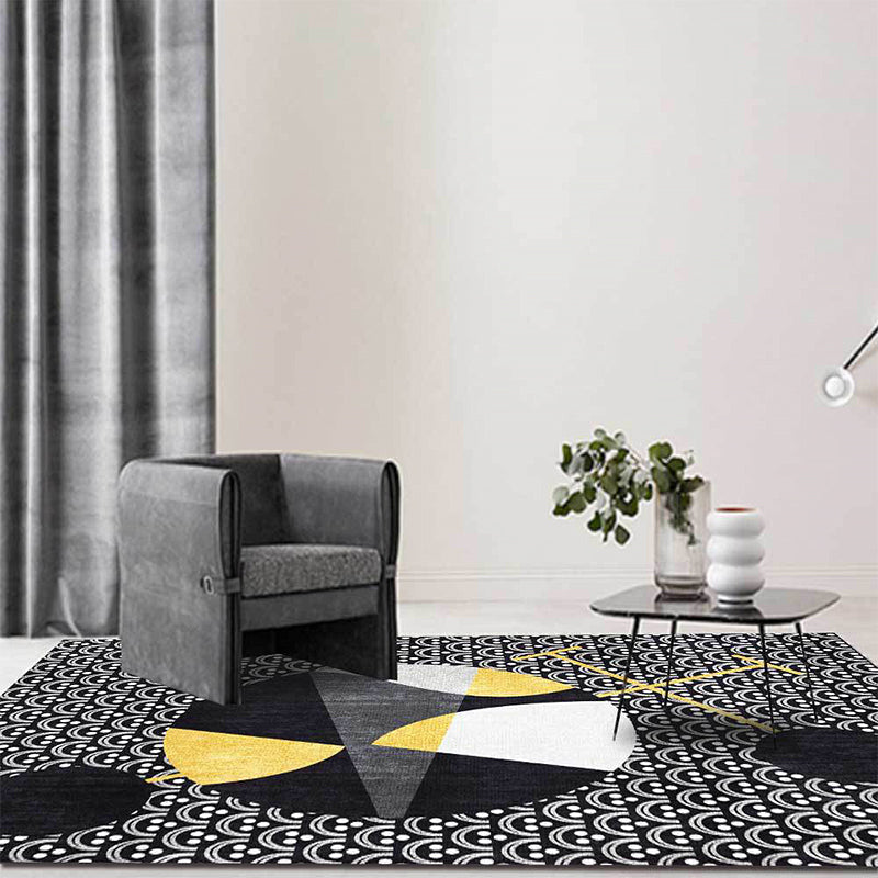 BowLift | Black modern carpet polyester abstract carpet machine washable non-slip backing carpet for the living room