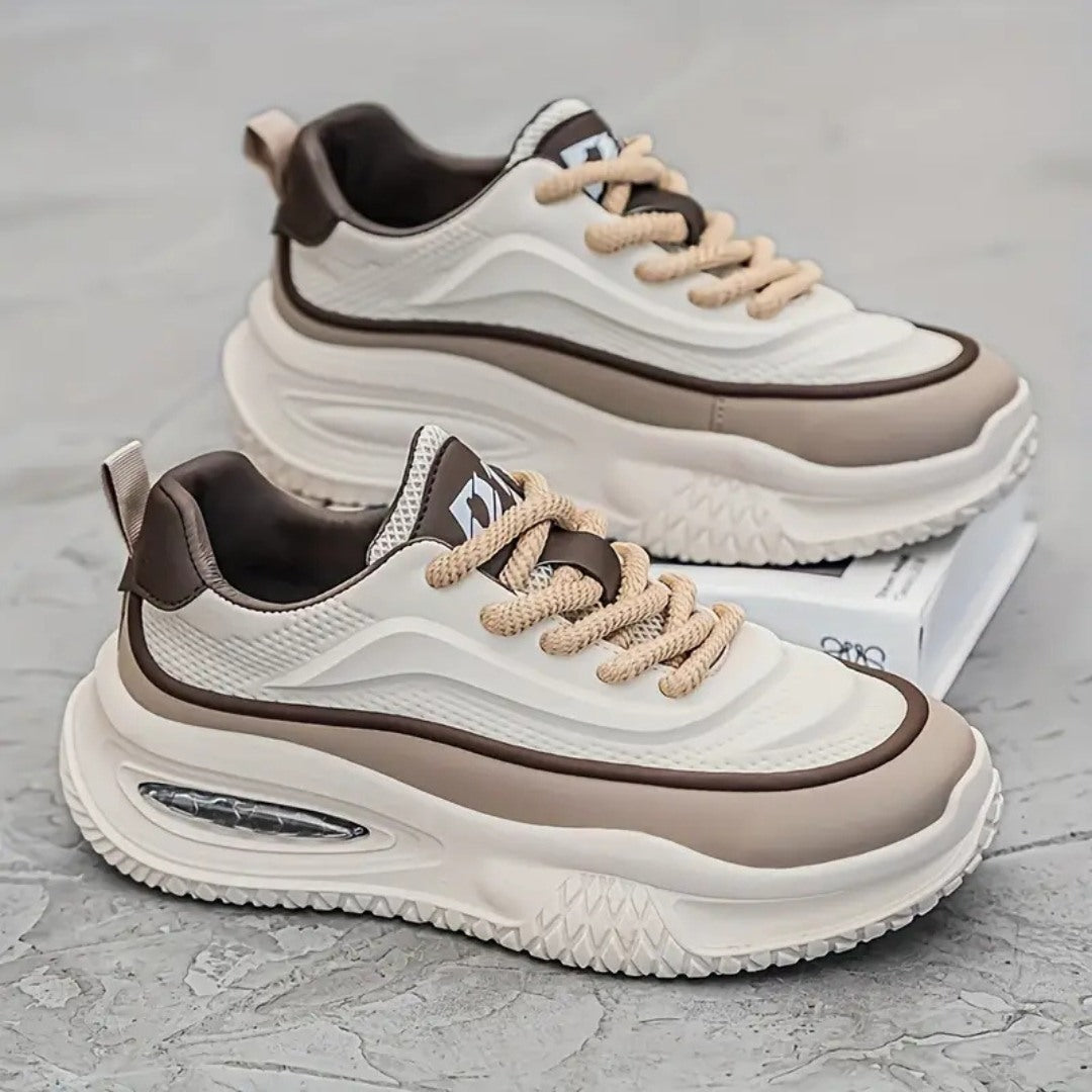 Air Cushion Sneakers with Lightweight Sole and Wave Overlay Design