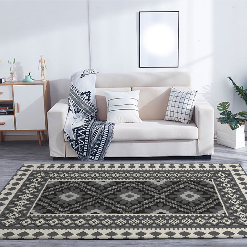 BowLift | American Tribal Print Rug Gray and Brown Polyester Rug Machine Washable Non-Slip Area Rug for the Living Room