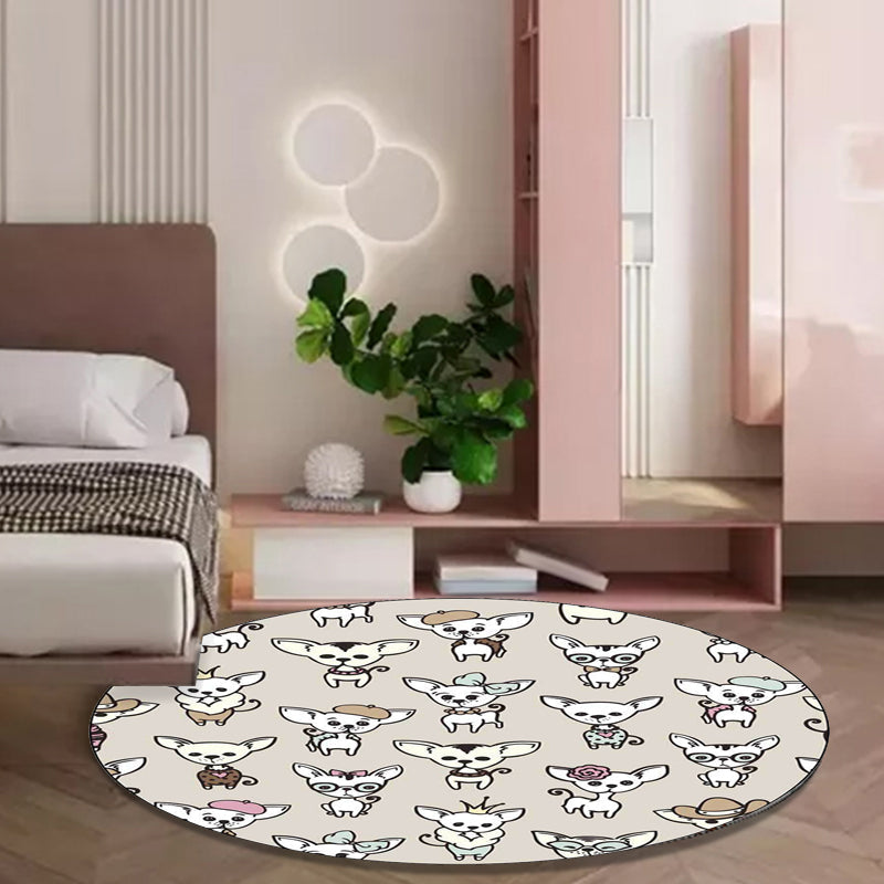 BowLift | Casual Kids Rug in Brown Animal Dog Pattern Rug Polyester Machine Washable Non-Slip Rug for the Children's Room