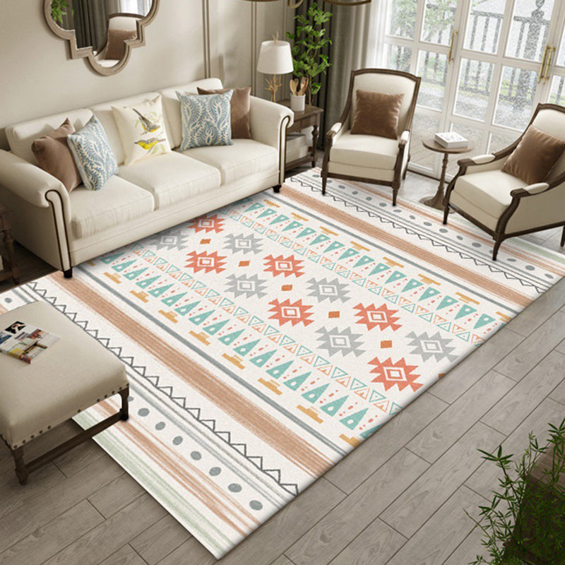 BowLift | Americana Geometric Print Rug Beige Polyester Rug Machine Washable Non-Slip Rug for the Living Room