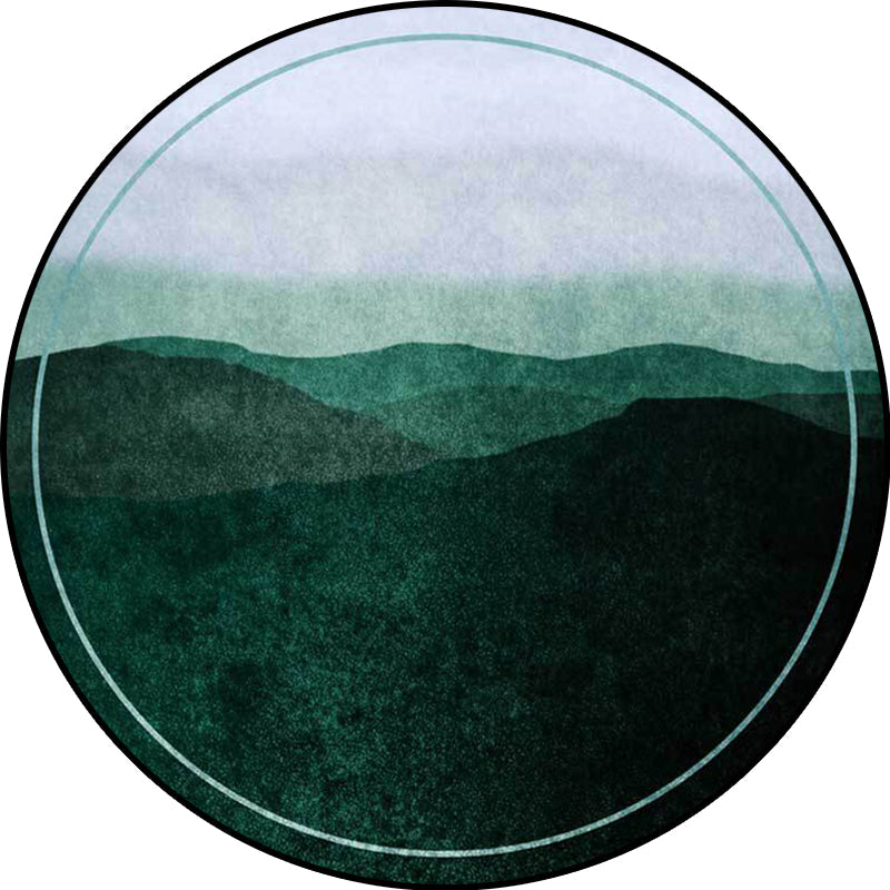 BowLift | Green and Gray Oriental Carpet Polyester Mountain Ombre Pattern Carpet Washable Non-Slip Back Carpet for Living Room