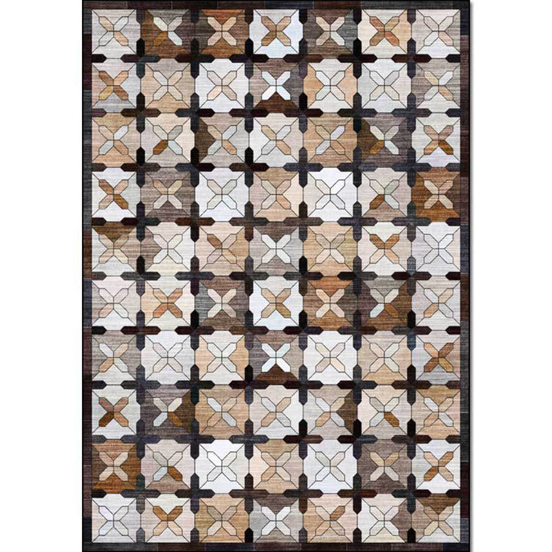 BowLift | Brown Moroccan Carpet Polyester Controlled Pattern Carpet Washable Non-Slip Backing Carpet for Living Room