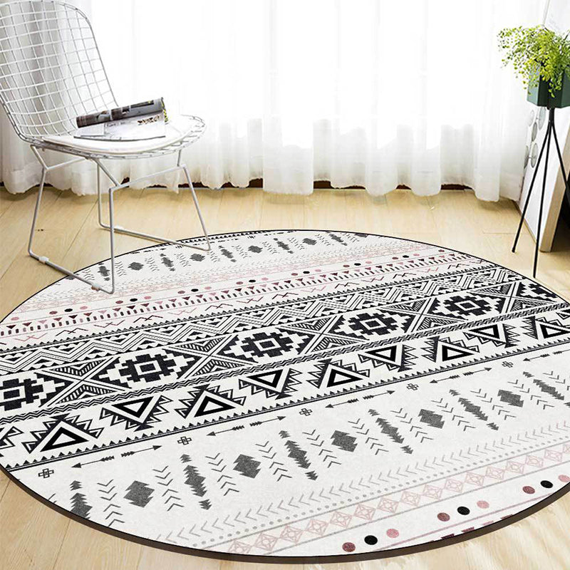BowLift | White Southwestern Carpet Polyester Geometric Pattern Carpet Washable Non-Slip Bottom Carpet for Living Room