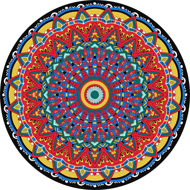 BowLift | Americana Tribal Pattern Carpet Red Polyester Carpet Machine Washable Non-Slip Area Rug for Bedroom