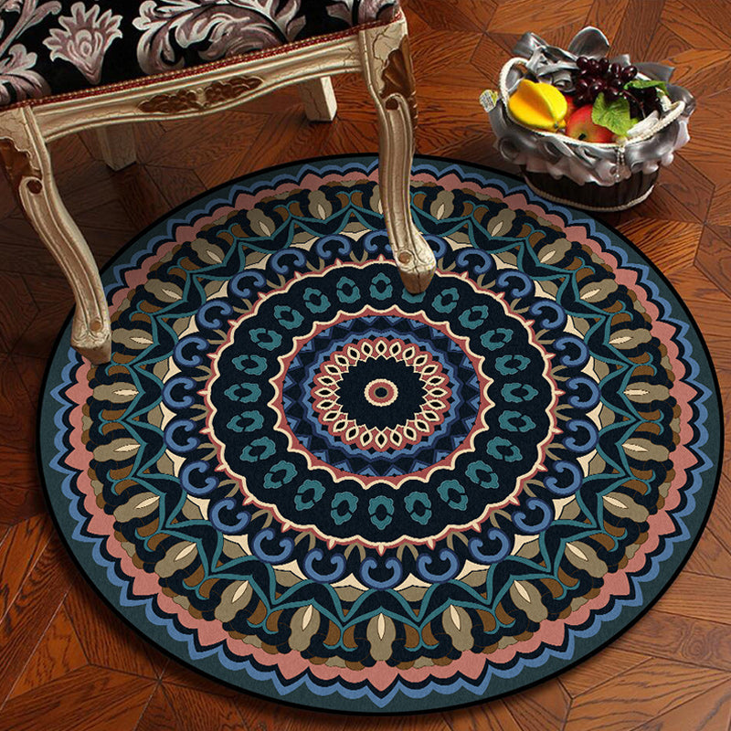 BowLift | Americana concentric circles pattern rug blue and green polyester rug machine washable non-slip rug for the bedroom