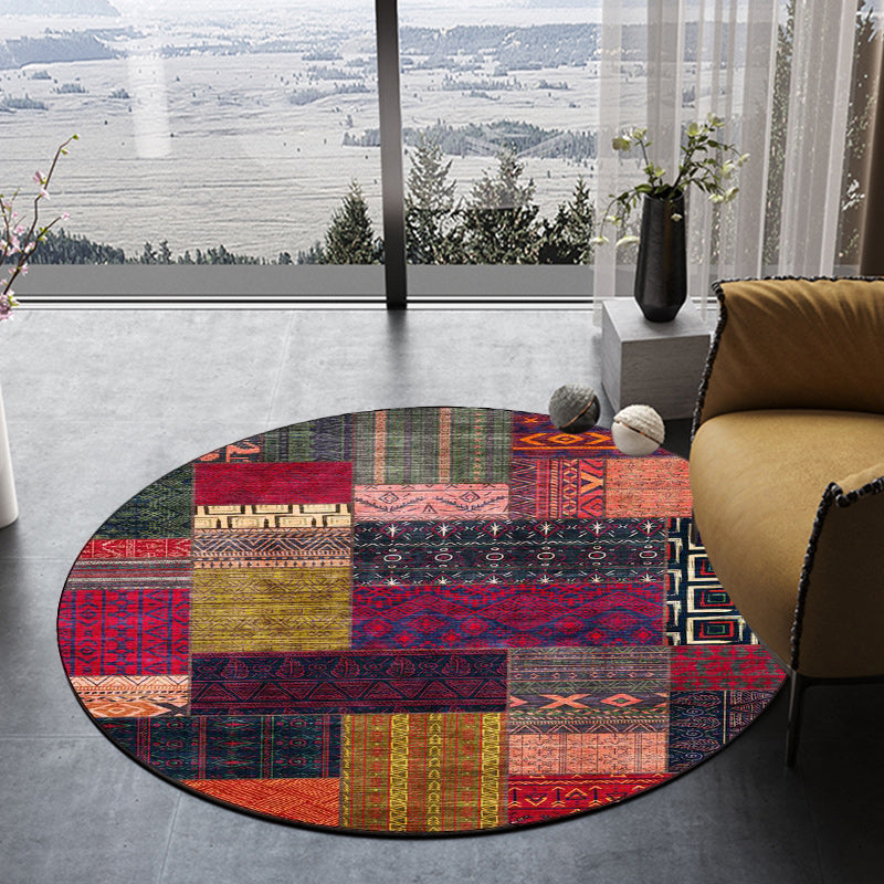 BowLift | Yellow Southwestern Rug Polyester tribal checkered pattern rug washable with non-slip backing rug for the living room