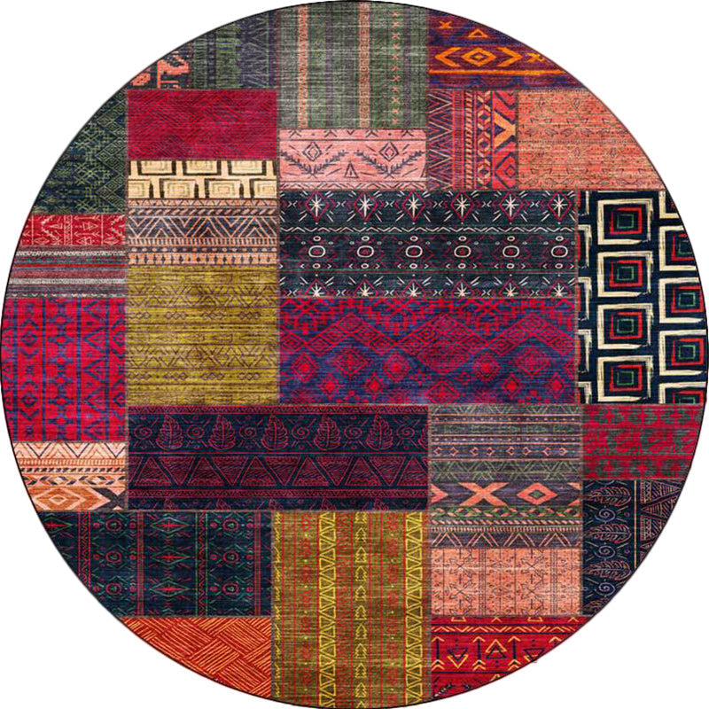 BowLift | Yellow Southwestern Rug Polyester tribal checkered pattern rug washable with non-slip backing rug for the living room