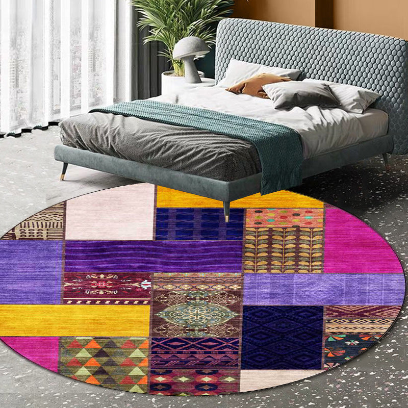 BowLift | Yellow Southwestern Rug Polyester tribal checkered pattern rug washable with non-slip backing rug for the living room