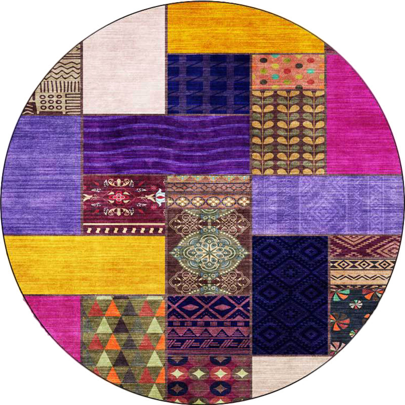 BowLift | Yellow Southwestern Rug Polyester tribal checkered pattern rug washable with non-slip backing rug for the living room