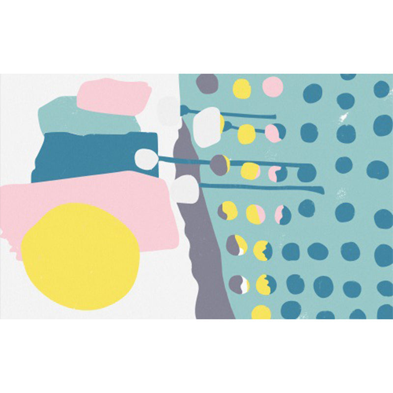 BowLift | Blue and White Bedroom Rug Novelty Color Block Dots Pattern Area Rug Polyester Non-Slip Washable Rug