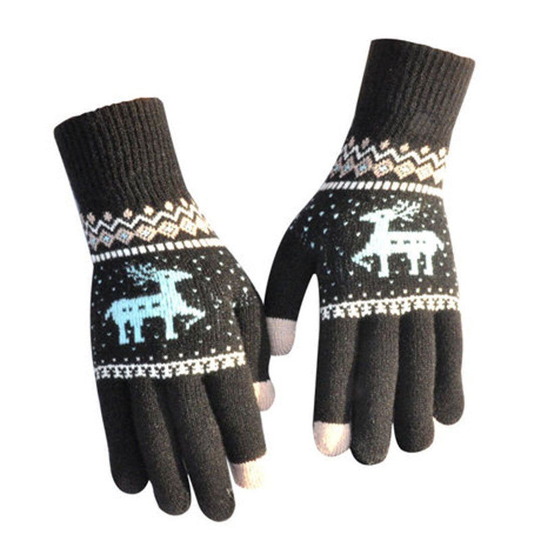 BowLift | Elk Snowflake Printed Knitted Touchscreen Glove