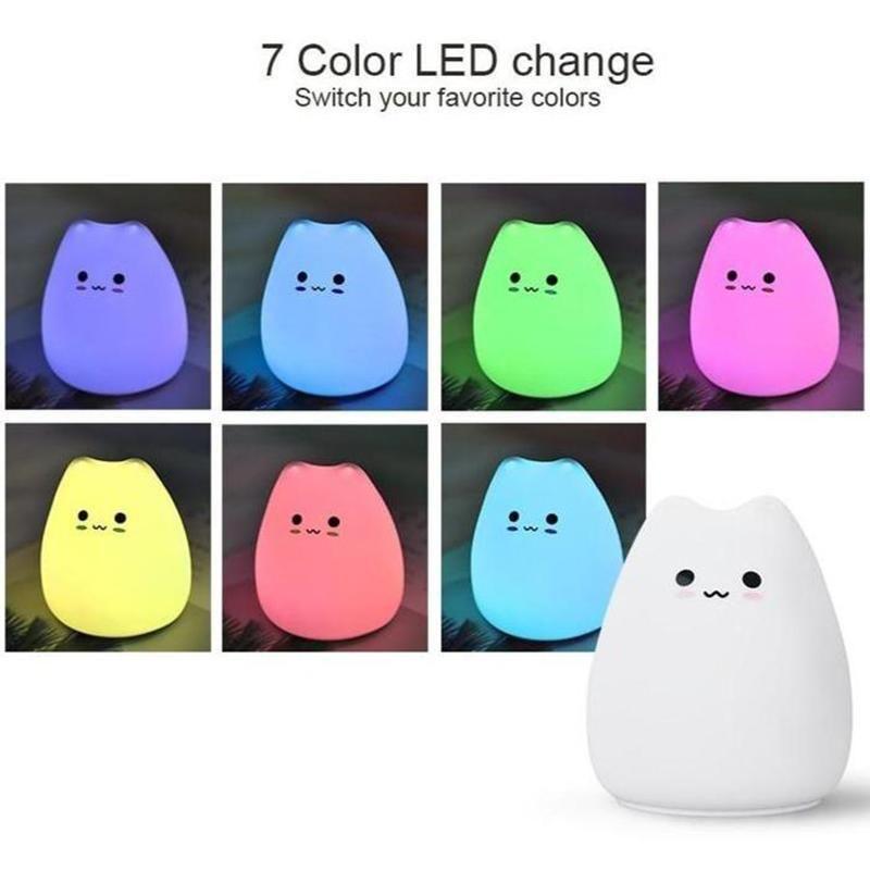 BowLift | Cute Silicone Cat Lamp Touch-Control Kids Bedside Lights