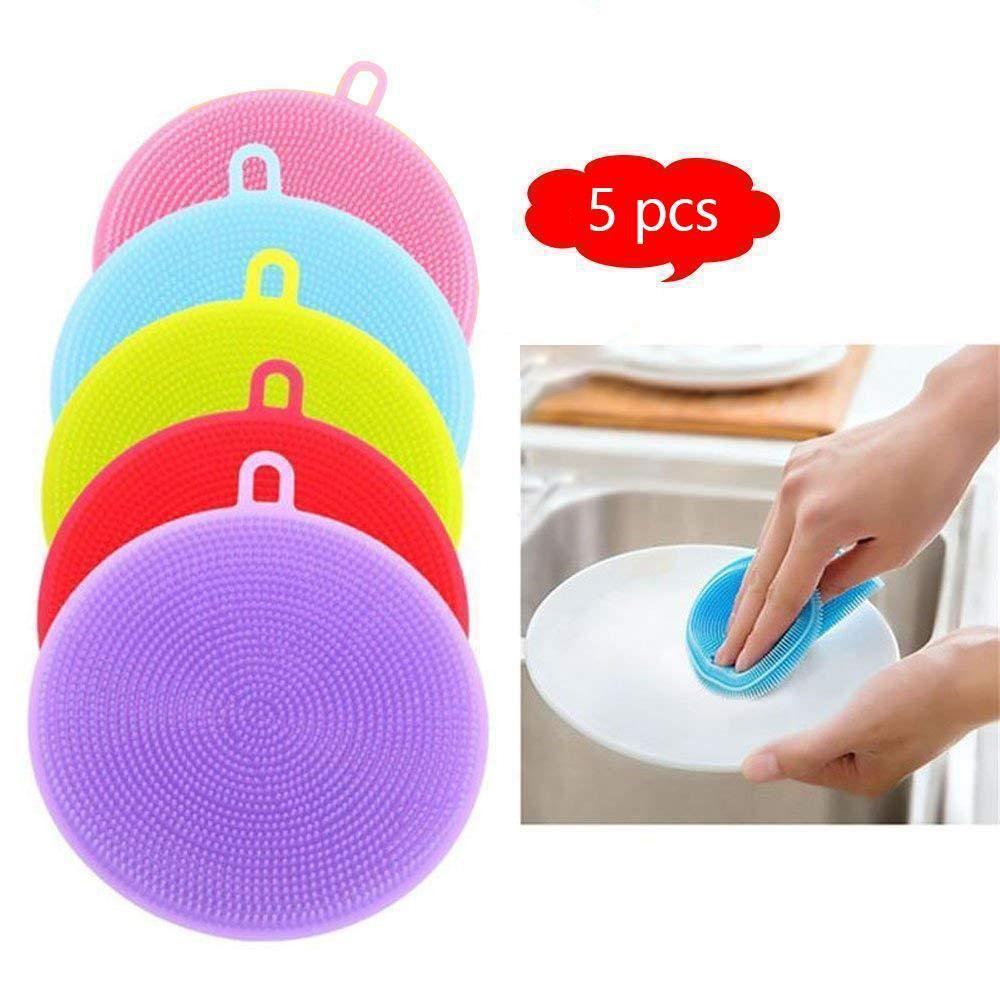 BowLift | Food Grade Multi-Function Antibacterial Silicone Scrubber Sponge Cleaning Brush Kitchen ， 5pcs