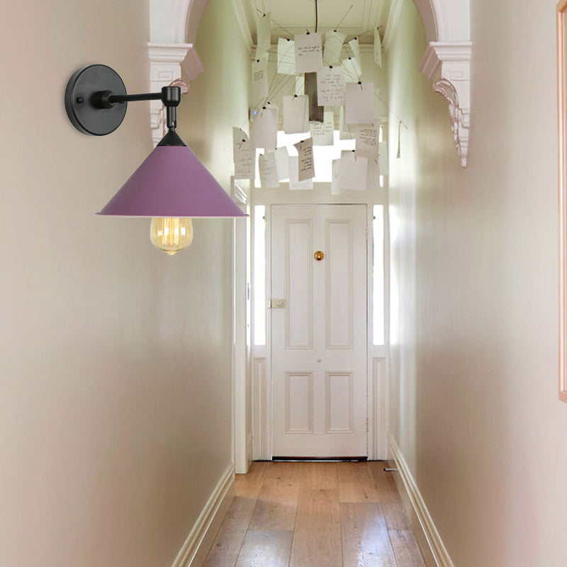 BowLift | Black/Gray Conical Wall Light Industrial Stylish Metallic 1 Head Bathroom Wall Lamp