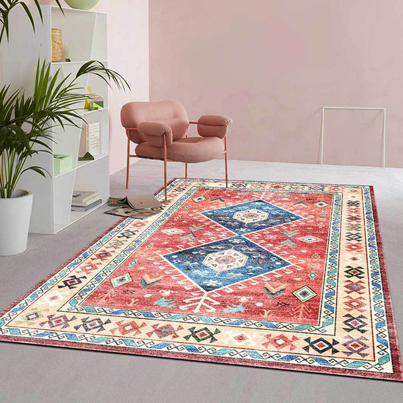 BowLift | Classic tribal pattern carpet light red southwest carpet polyester machine washable non-slip back carpet for bedroom