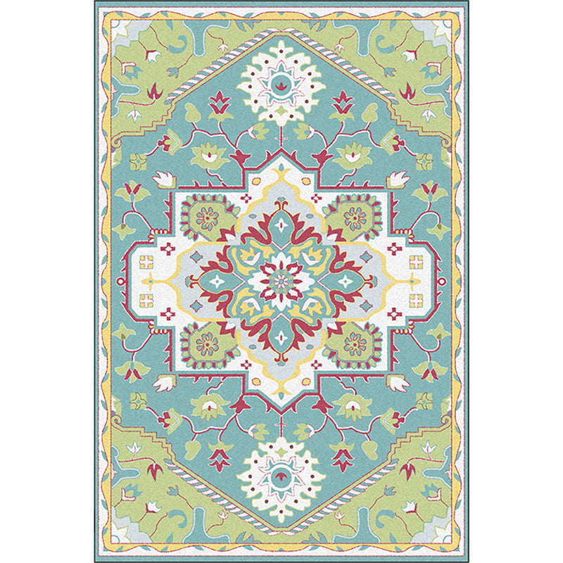 BowLift | Colorful Bedroom Rug Moroccan Medallion Floral Pattern Area Rug Polyester Non-Slip Stain-Resistant Rug