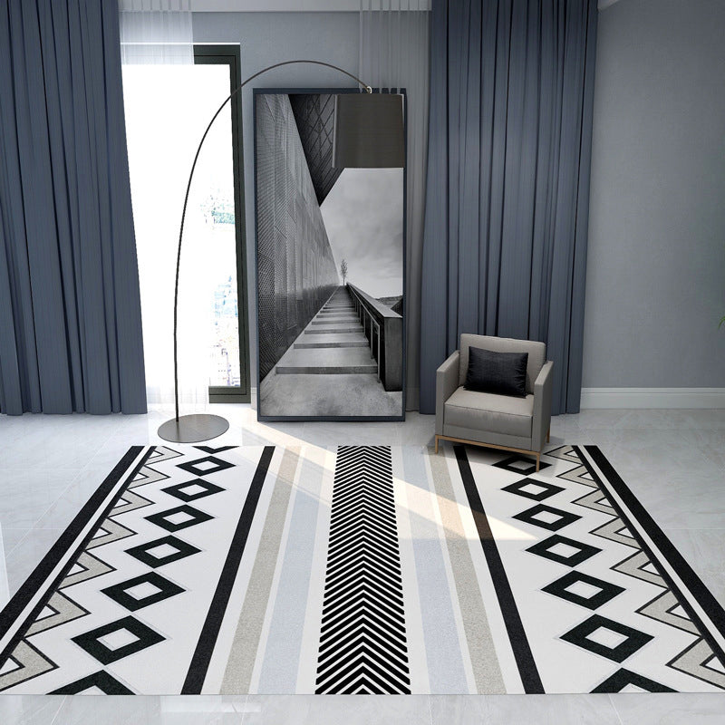 BowLift | Black and Gray Southwest Carpet Polyester Tree Pattern Carpet Washable Non-Slip Underlay Carpet for Living Room