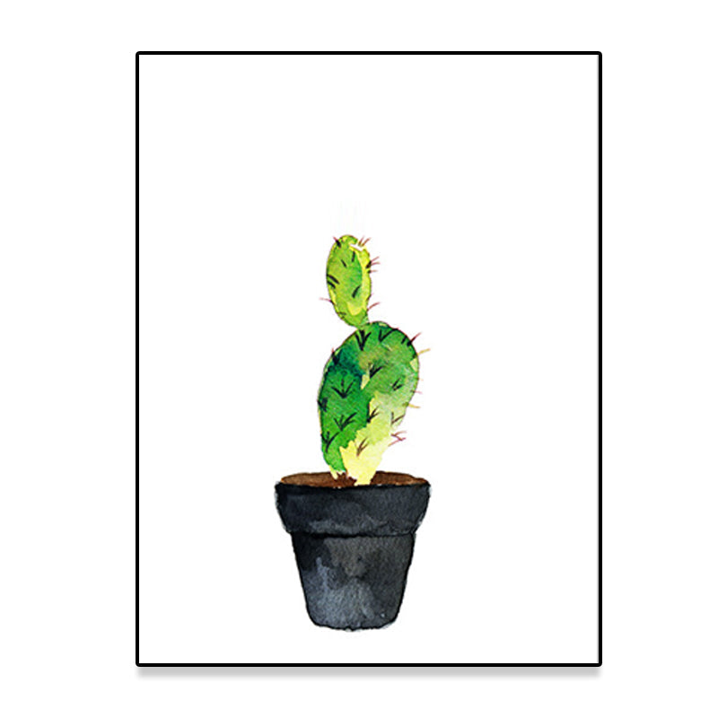 BowLift | Green Pot Cactus Wall Art Decor Plant Tropical Texture Canvas Print for Home