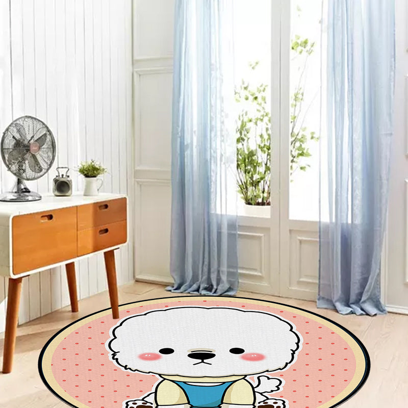 BowLift | Children's Room Rug in Purple and Red Animal Dog Star Strawberry Print Rug Polyester Non-Slip Area Rug