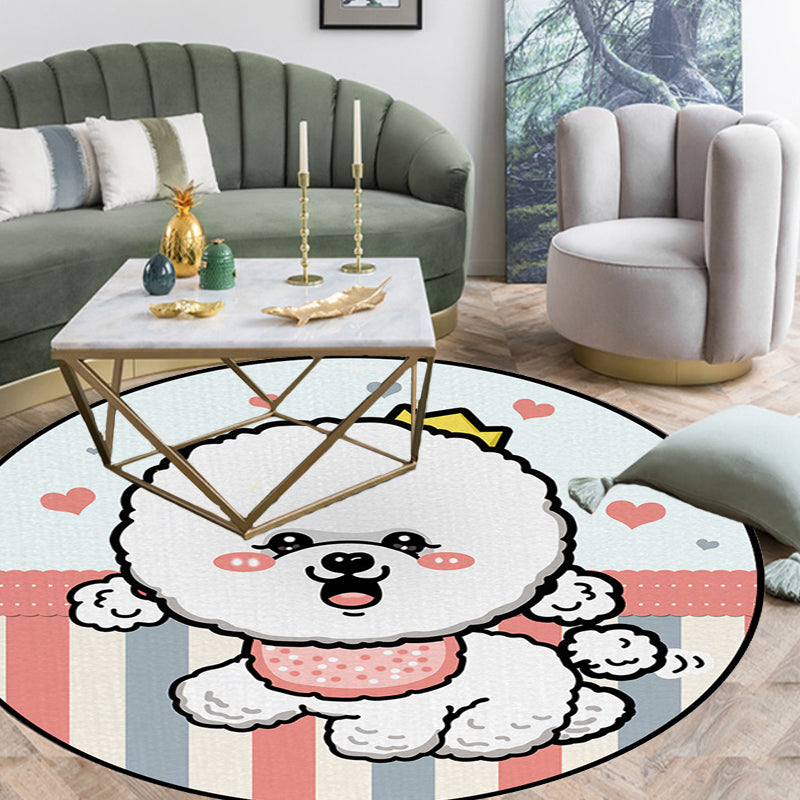 BowLift | Children's Room Rug in Purple and Red Animal Dog Star Strawberry Print Rug Polyester Non-Slip Area Rug