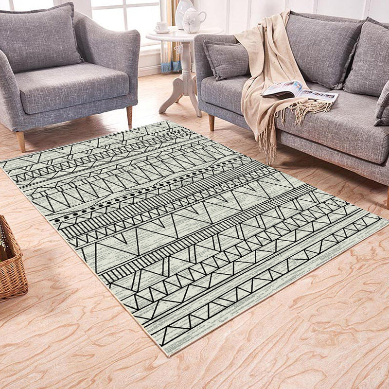 BowLift | Brown and White Bedroom Rug Southwest Geometric Diamond Stripe Pattern Rug Polyester Pet-Friendly Rug