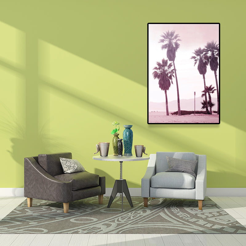 BowLift | Pink Tropix Canvas Wall Art Areca Nut Palm at the Beach Landscape Wall Decoration for the Living Room
