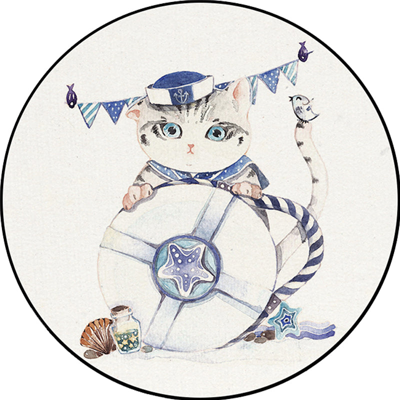 BowLift | Cute Kids Rug in White Animal Owl Rabbit Sloth Pattern Rug Polyester Non-Slip Washable Rug for the Children's Room