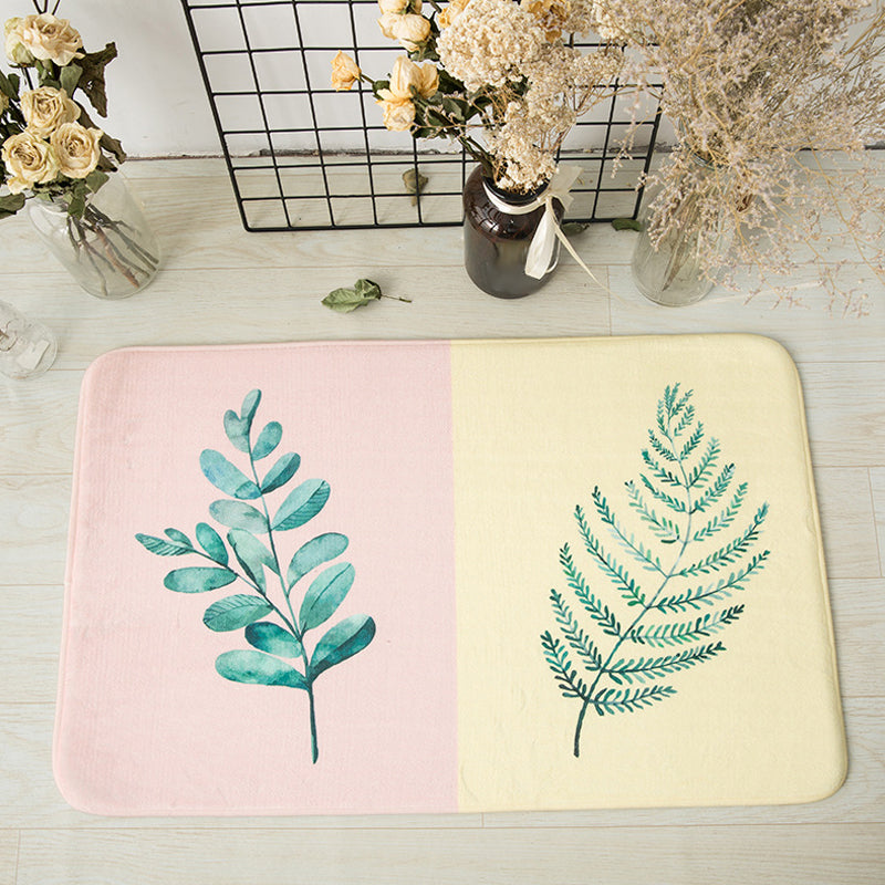 BowLift | Casual Kids Rug in Pink and Yellow Botanical Cactus Aloe Pattern Rug Polyester Non-Slip Rug for the Children's Room