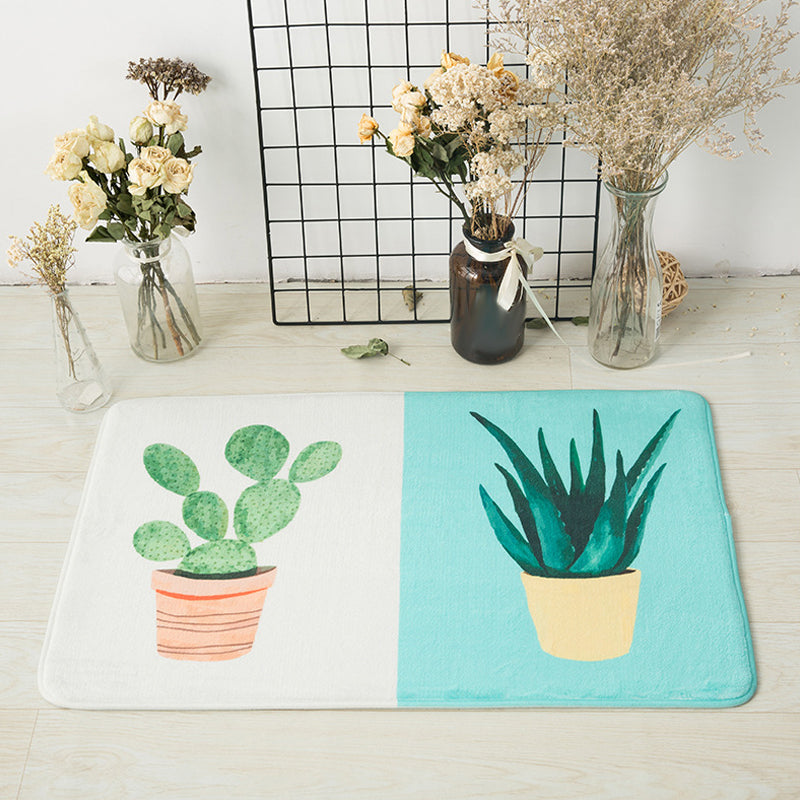 BowLift | Casual Kids Rug in Pink and Yellow Botanical Cactus Aloe Pattern Rug Polyester Non-Slip Rug for the Children's Room