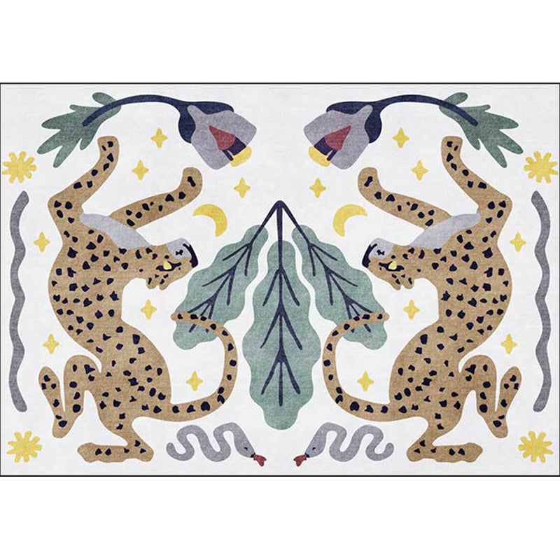 BowLift | Unique Kids Rug in Black and White Animal Leopard Snake Leaf Pattern Rug Polyester Stain Resistant Carpet for Children's Room
