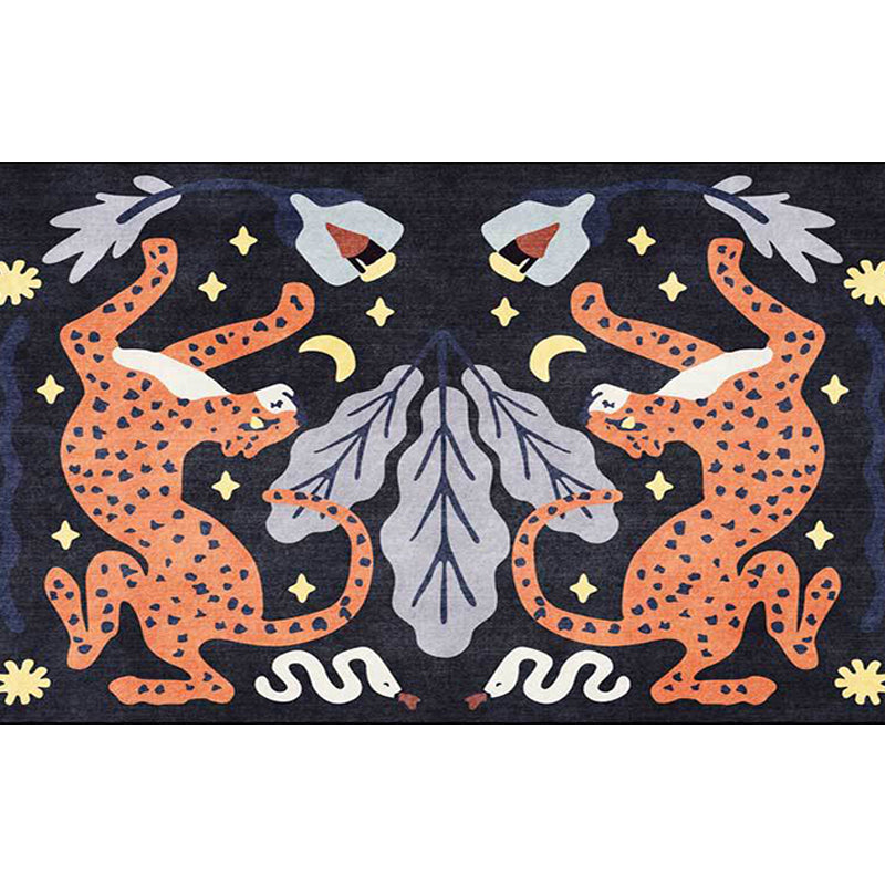 BowLift | Unique Kids Rug in Black and White Animal Leopard Snake Leaf Pattern Rug Polyester Stain Resistant Carpet for Children's Room