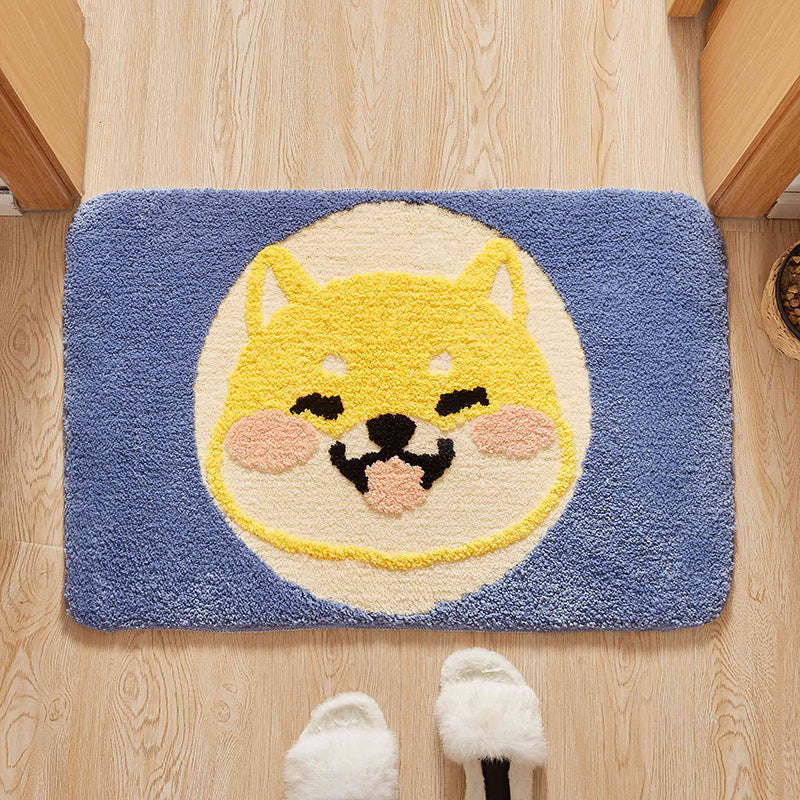 BowLift | Green Children's Room Rug Kids Animal Dog Circle Pattern Area Rug Polyester Non-Slip Background Carpet