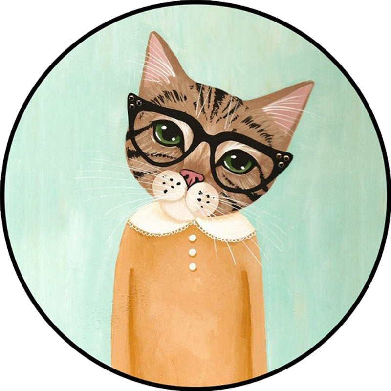 BowLift | Casual Kids Rug in Pink and Blue Animal Cat Pattern Rug Polyester Stain Resistant Non-Slip Rug for the Children's Room