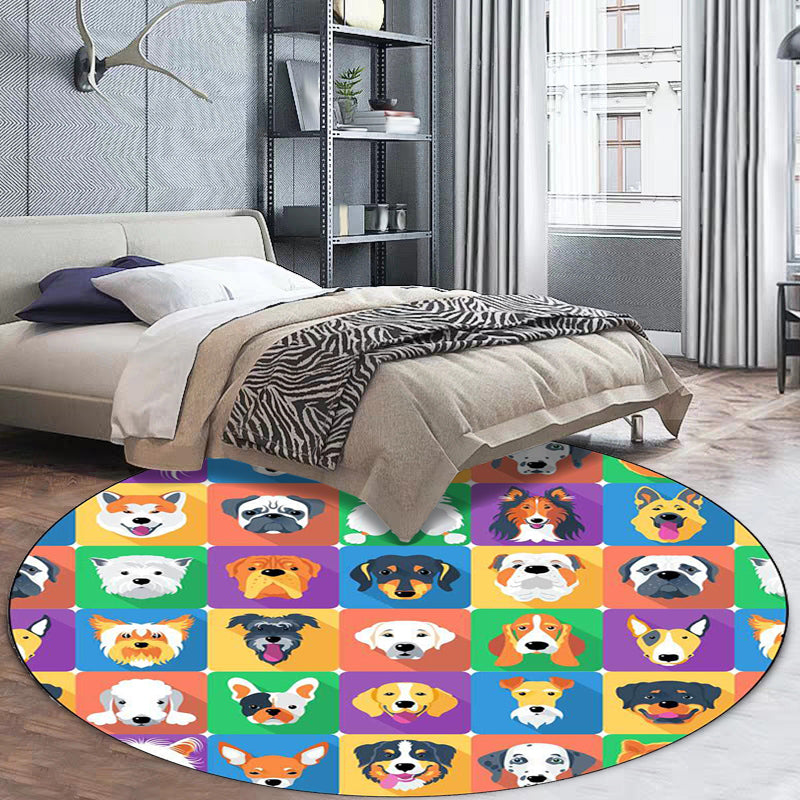 BowLift | Children's room carpet in brown and pink animal dog cat print carpet polyester non-slip back carpet