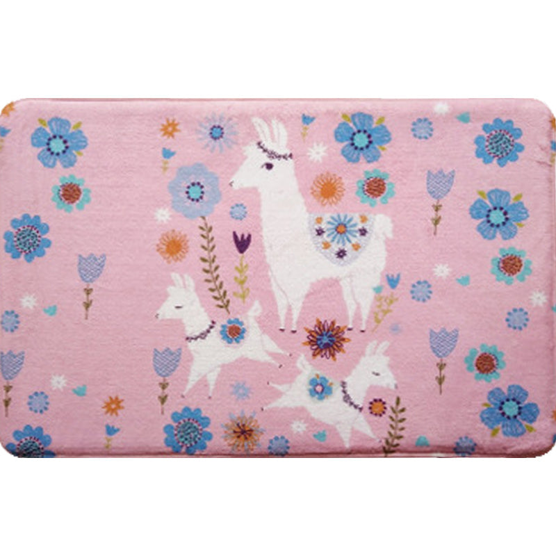 BowLift | Blue and Black Children's Room Rug Animal Alpaca Pattern Carpet Polyester Stain Resistant Rug