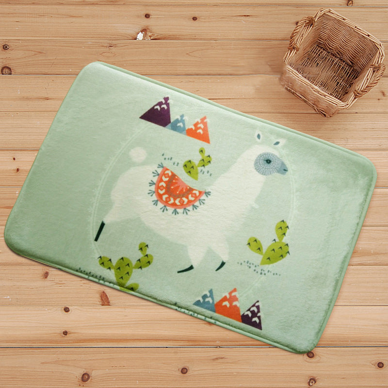 BowLift | Blue and Black Children's Room Rug Animal Alpaca Pattern Carpet Polyester Stain Resistant Rug