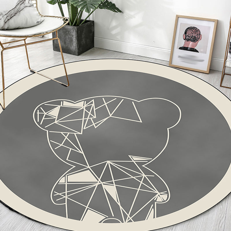 BowLift | Beautiful children's carpet in gray and brown animal bear geometric pattern carpet polyester stain-resistant carpet for the children's room
