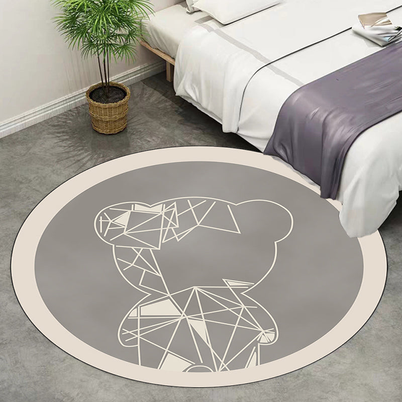 BowLift | Beautiful children's carpet in gray and brown animal bear geometric pattern carpet polyester stain-resistant carpet for the children's room