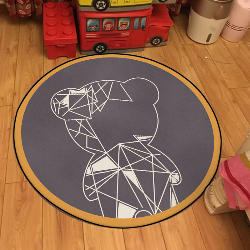 BowLift | Beautiful children's carpet in gray and brown animal bear geometric pattern carpet polyester stain-resistant carpet for the children's room