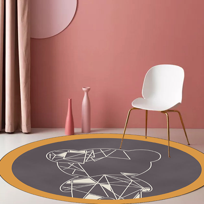 BowLift | Beautiful children's carpet in gray and brown animal bear geometric pattern carpet polyester stain-resistant carpet for the children's room