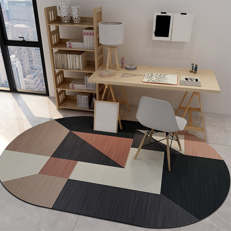 BowLift | Contemporary Modern Irregular Rug in Black and Green Color Block Print Carpet Polyester Non-Slip Rug for Home Decor